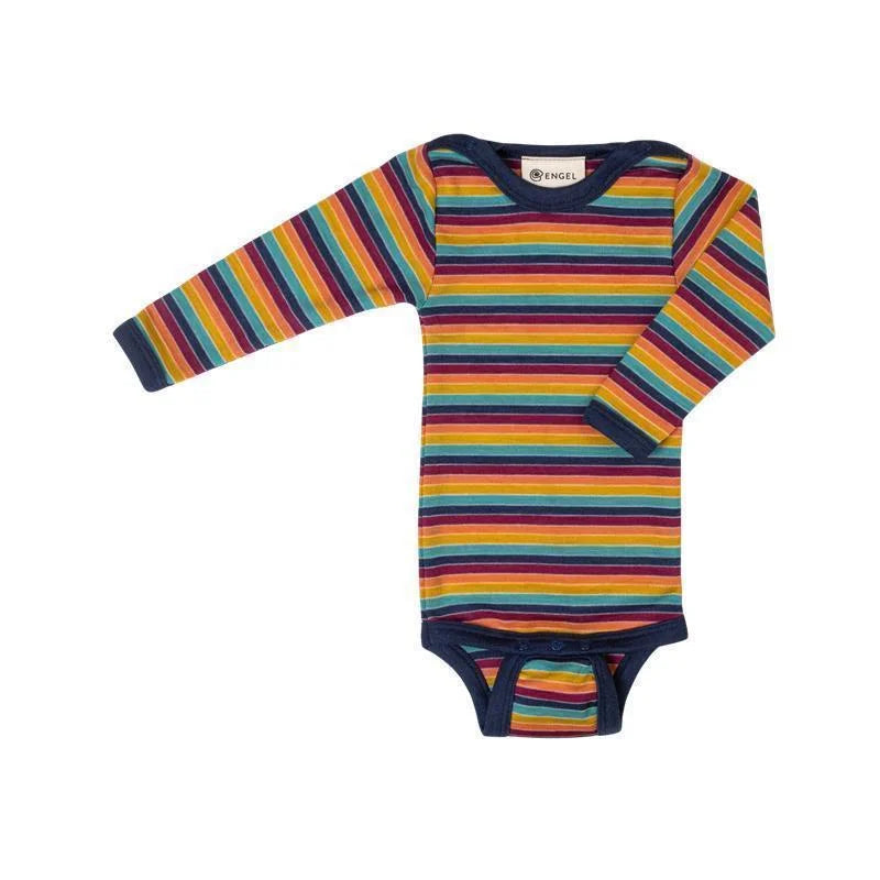 Body lana e seta manica lunga riga multicolor